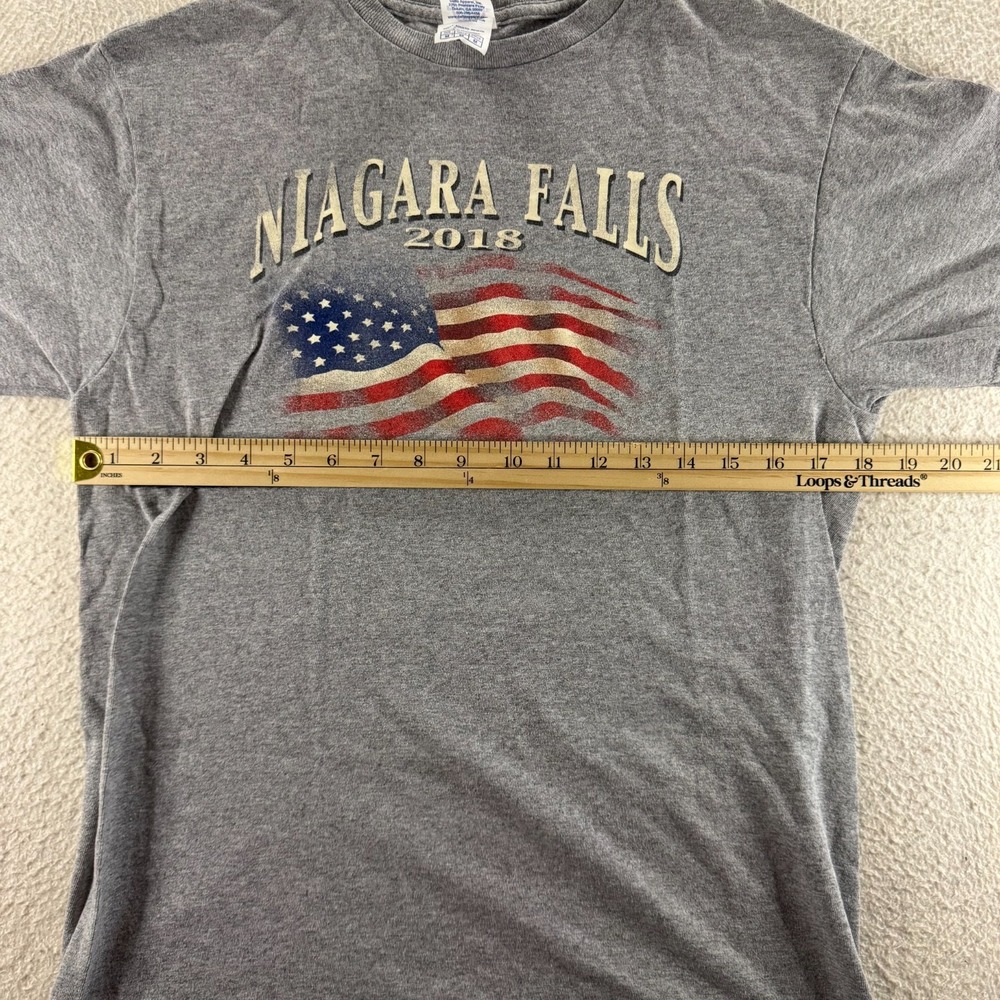 Delta T-Shirt Mens Medium Gray Niagara Falls 2018 USA Flag Graphic Steetwear - Picture 6 of 8